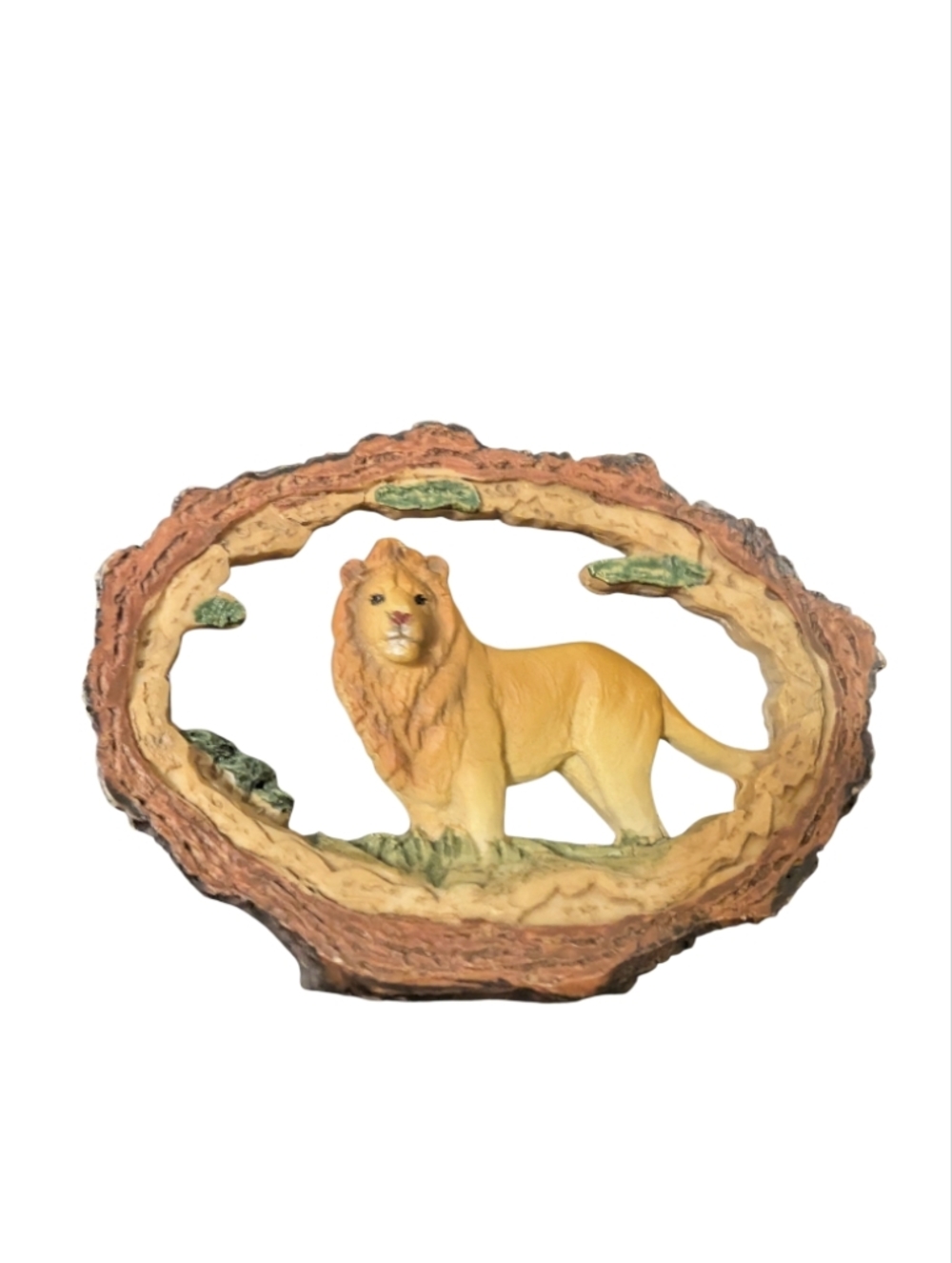 Lion Pride Faux Wood Bark Carved‎ Resin Sculpture Lion Decor Display